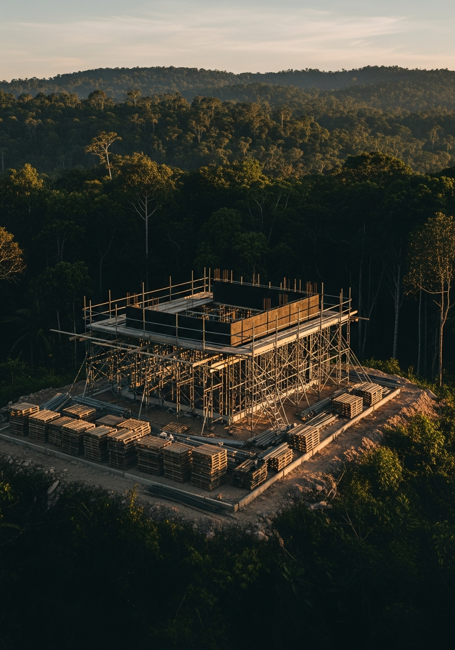 Construcción en cumbre — fin del día